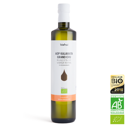 Biofrui -- Huile d'olive koronéïki de kalamata aop vierge extra grand cru bio (origine Grèce) - 75 cl