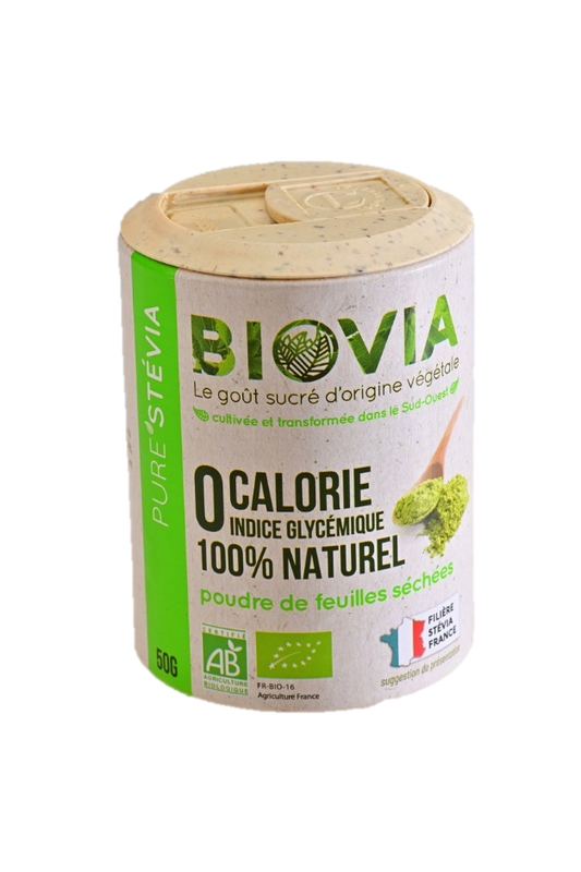 Biovia -- Stévia en poudre bio (sucrant sans calories) (origine france) - 50 g