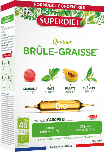 Quatuor brûle graisse bio (thé vert, papaye, son d'avoine, guarana) - 1