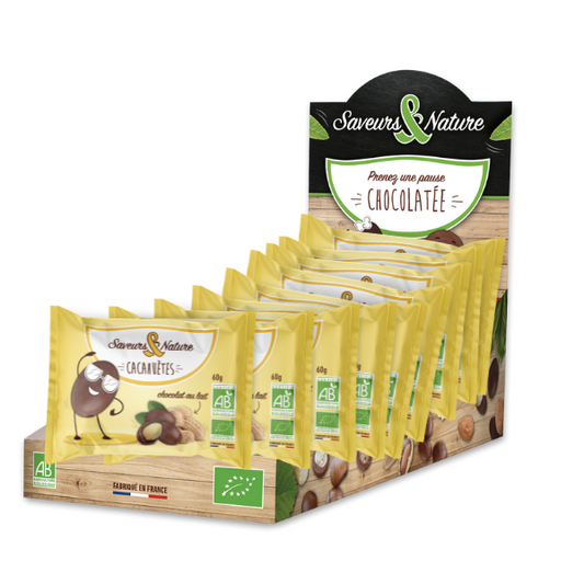Saveurs & Nature -- Drôles de cacahuètes enrobées de chocolat au lait  x 10